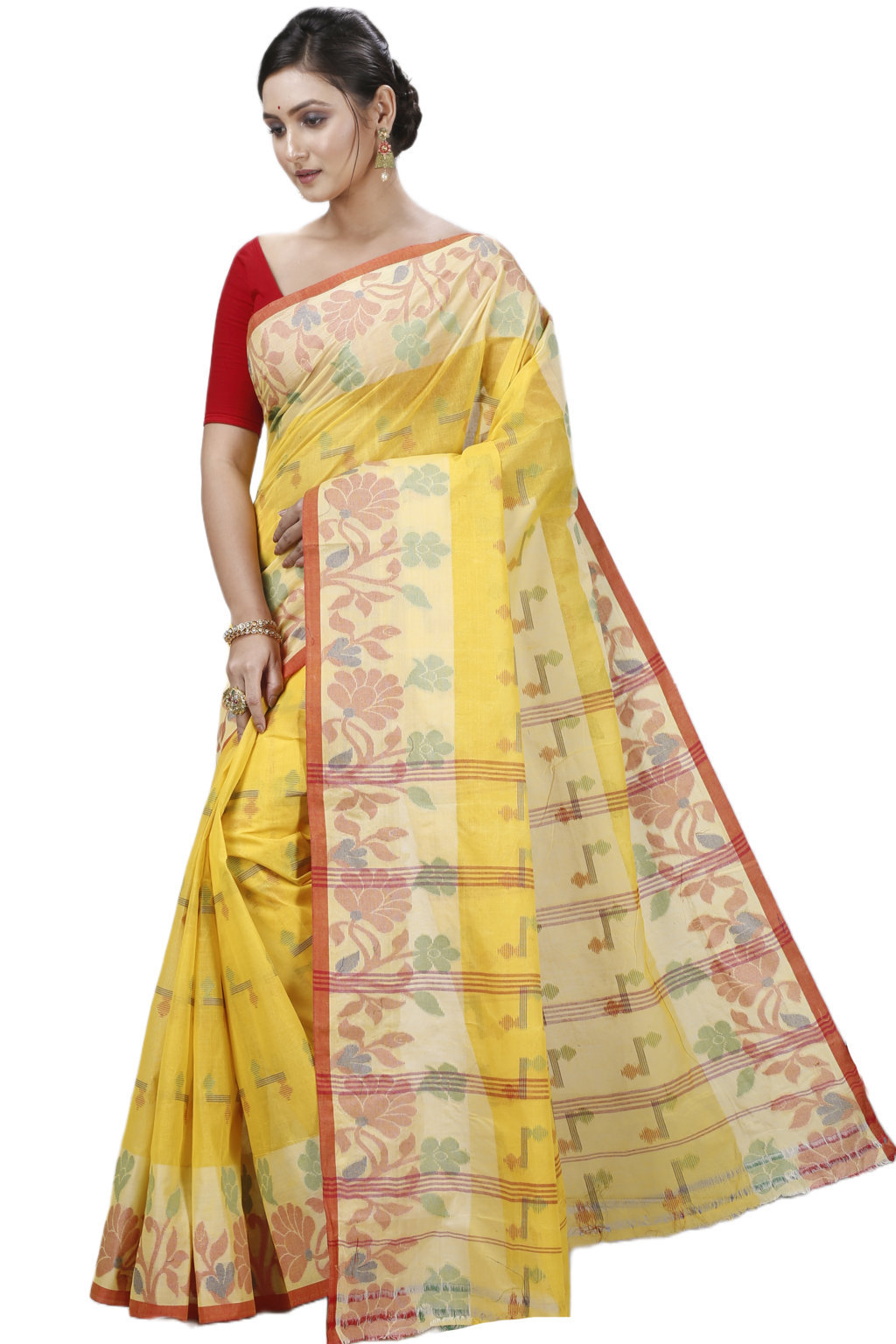 Yellow Pure Cotton Urva Tant Saree (1234)